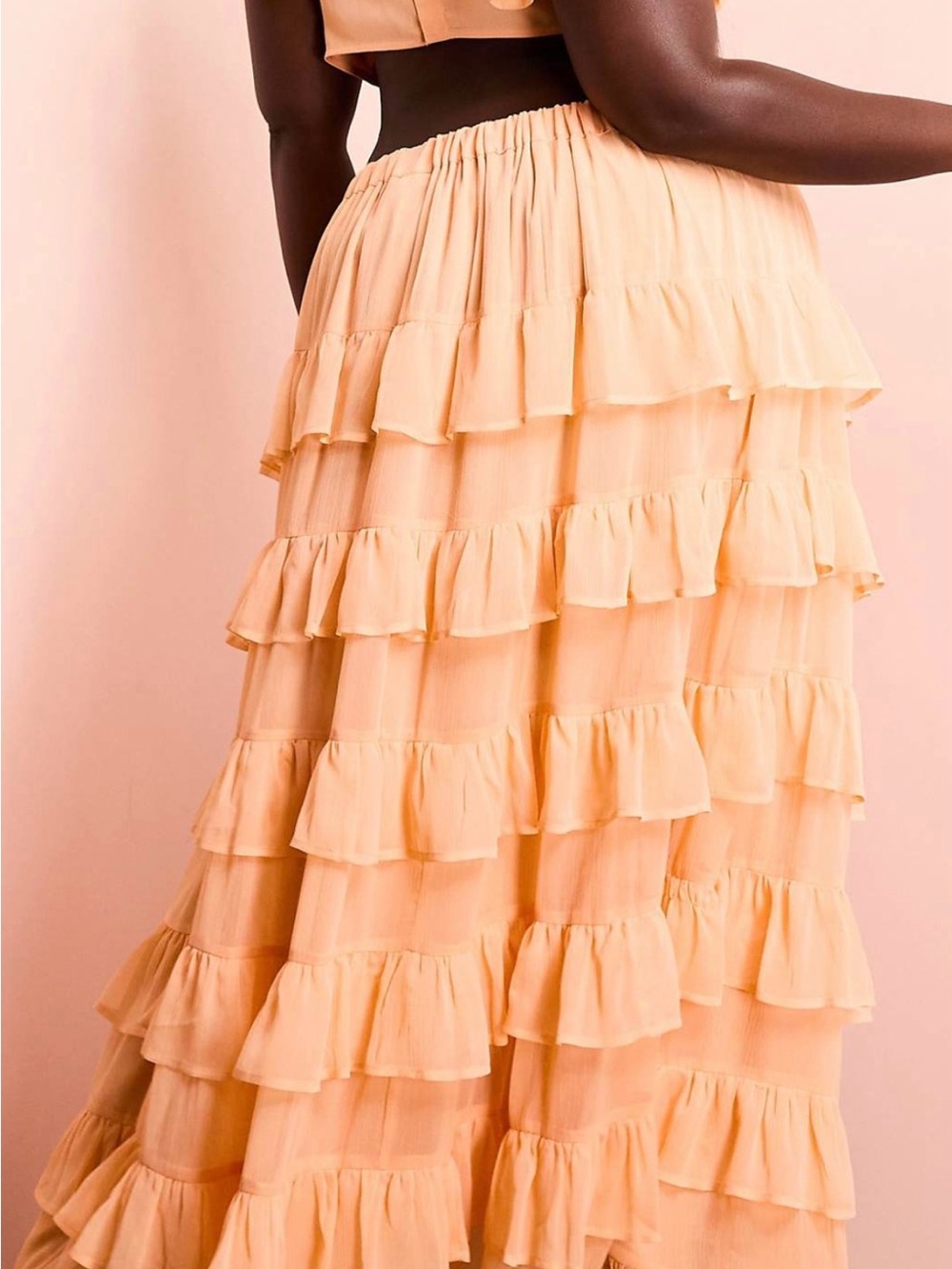 ASOS CURVE Peach Tiered Ruffle Maxi Set - READ DESCRIPTION! - Picture 3 of 9
